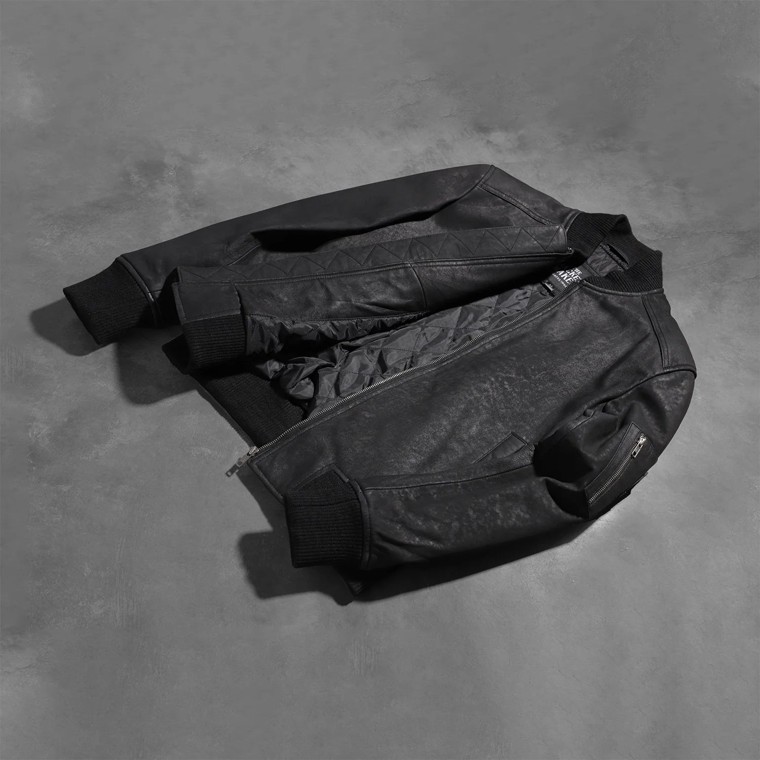 Bomia Ma-1 Distressed Black Leather Bomber Jacket by Dash Racegear - men Jacket view 6