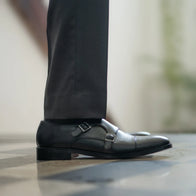 Boston Double Monk Strap Black Leather Shoes by Dash Racegear - men Leather Shoes view 7