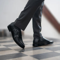 Boston Double Monk Strap Black Leather Shoes by Dash Racegear - men Leather Shoes view 8