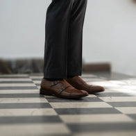 Boston Double Monk Strap Brown Leather Shoes by Dash Racegear - men Leather Shoes view 7