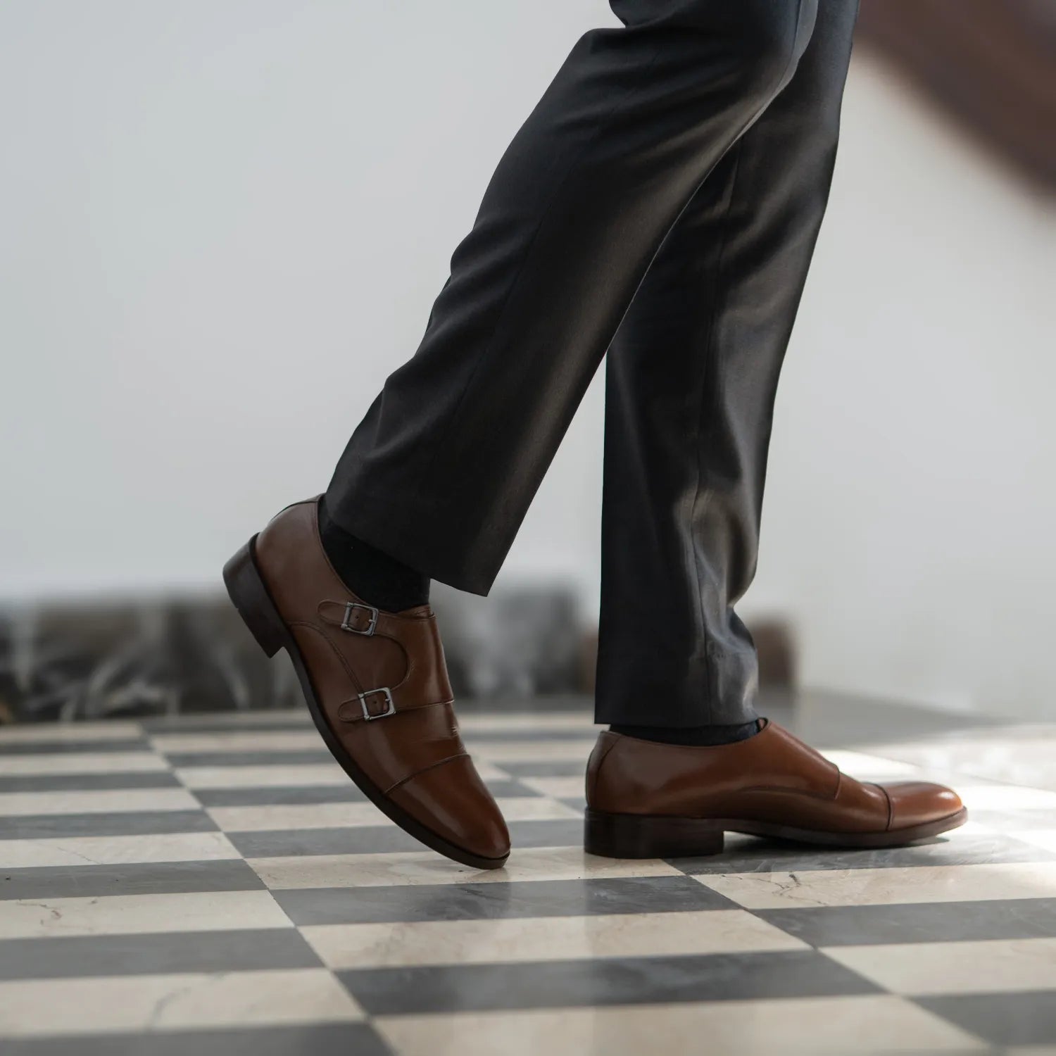 Boston Double Monk Strap Brown Leather Shoes by Dash Racegear - men Leather Shoes view 8