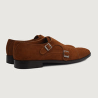 Boston Double Monk Strap Brown Suede Leather Shoes by Dash Racegear - men Leather Shoes view 3