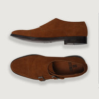 Boston Double Monk Strap Brown Suede Leather Shoes by Dash Racegear - men Leather Shoes view 5