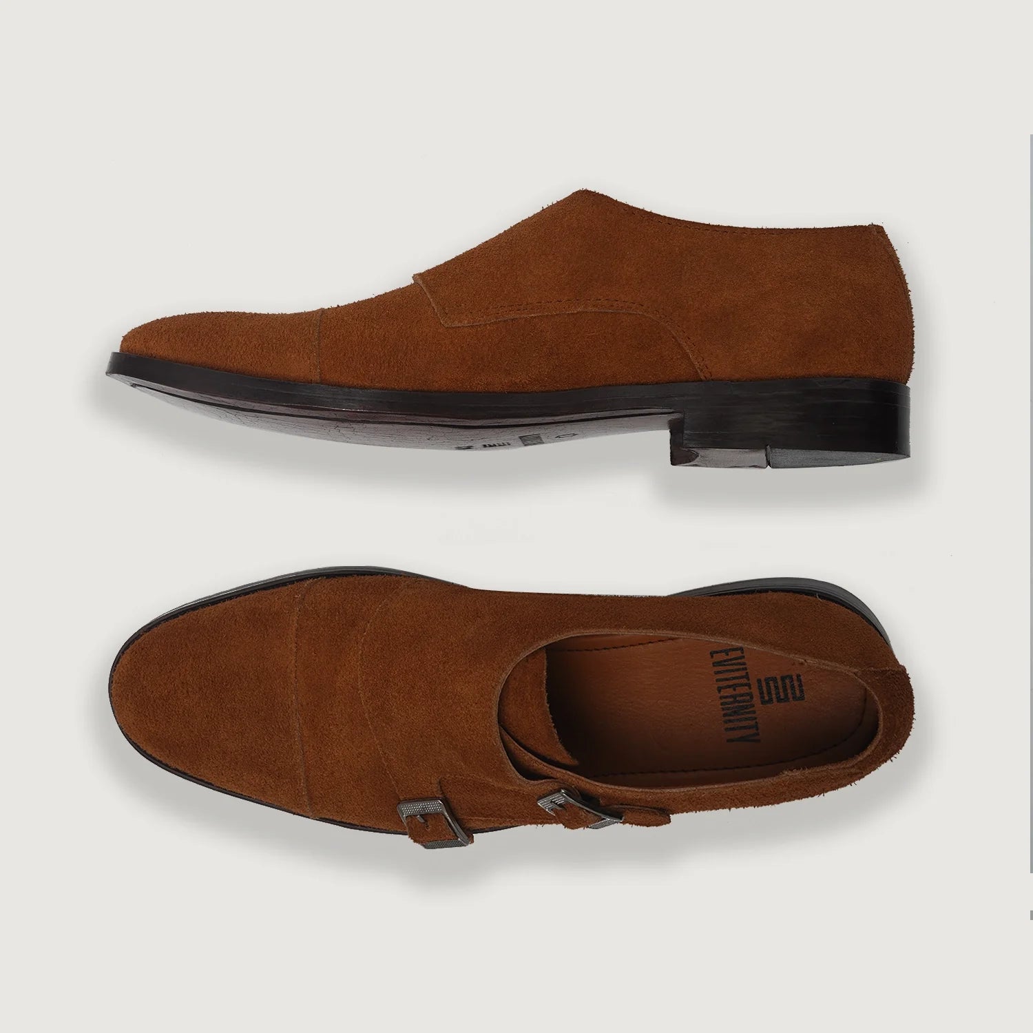 Boston Double Monk Strap Brown Suede Leather Shoes by Dash Racegear - men Leather Shoes view 5