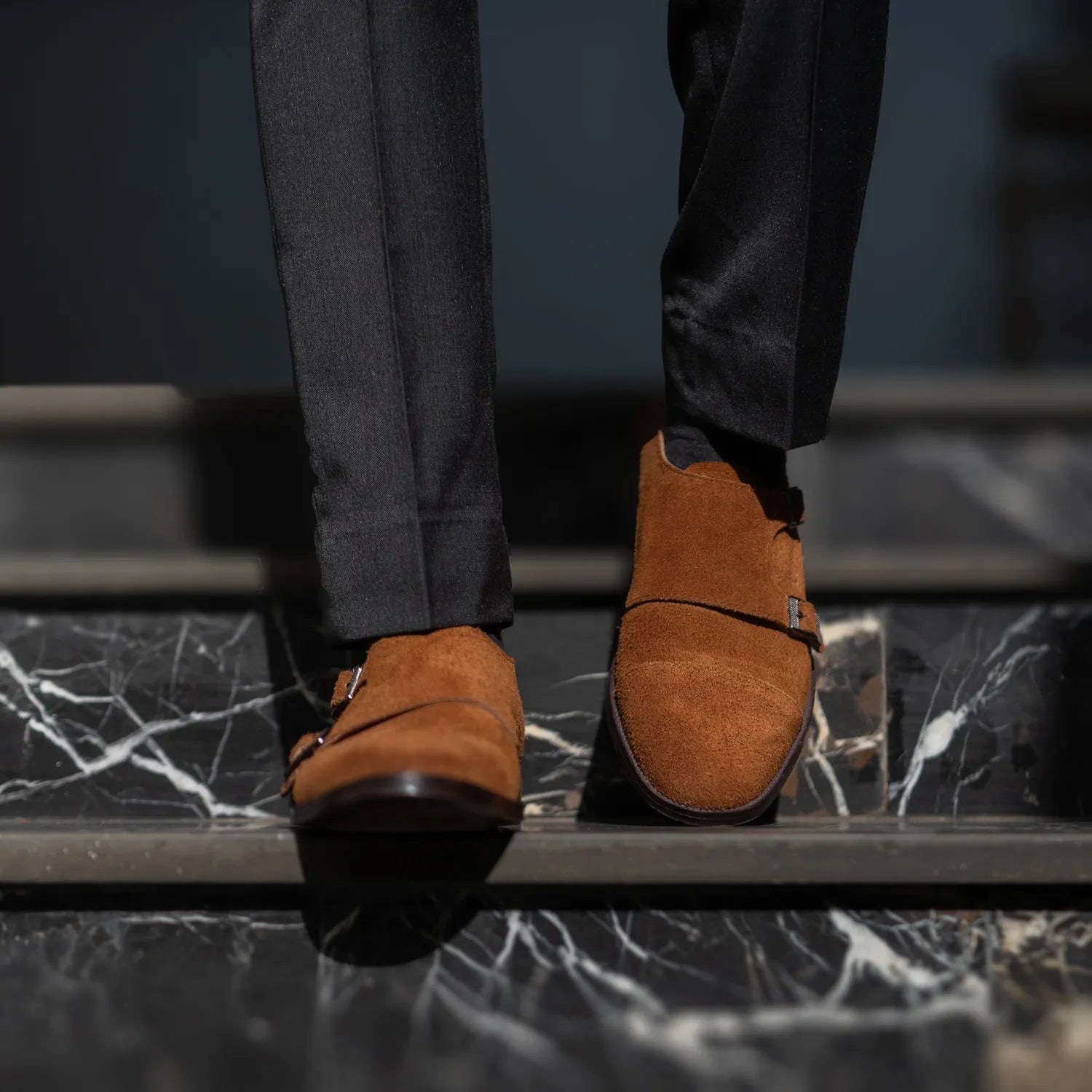 Boston Double Monk Strap Brown Suede Leather Shoes by Dash Racegear - men Leather Shoes view 9