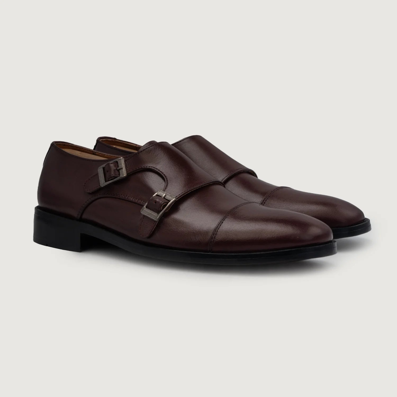 Boston Double Monk Strap Maroon Leather Shoes by Dash Racegear - men Leather Shoes view 1