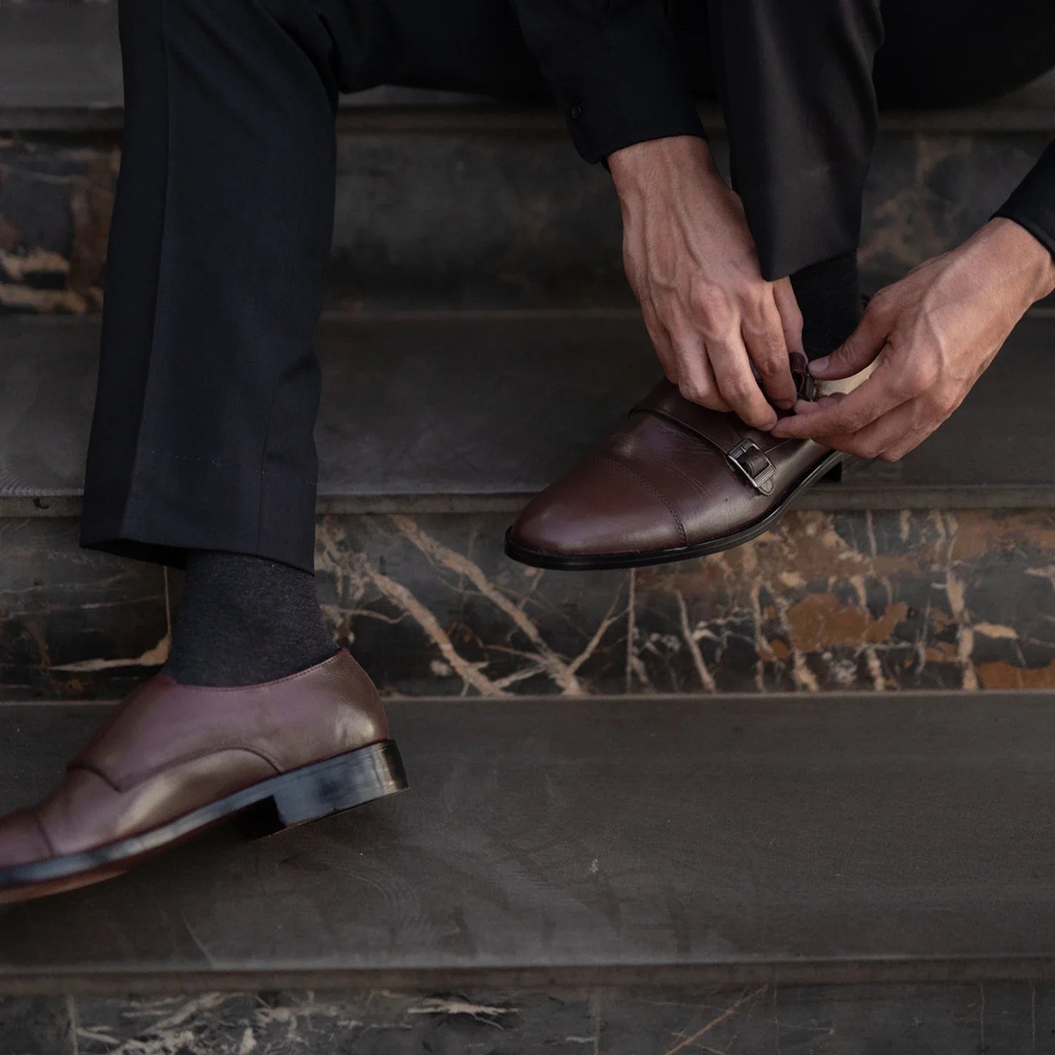 Boston Double Monk Strap Maroon Leather Shoes by Dash Racegear - men Leather Shoes view 10