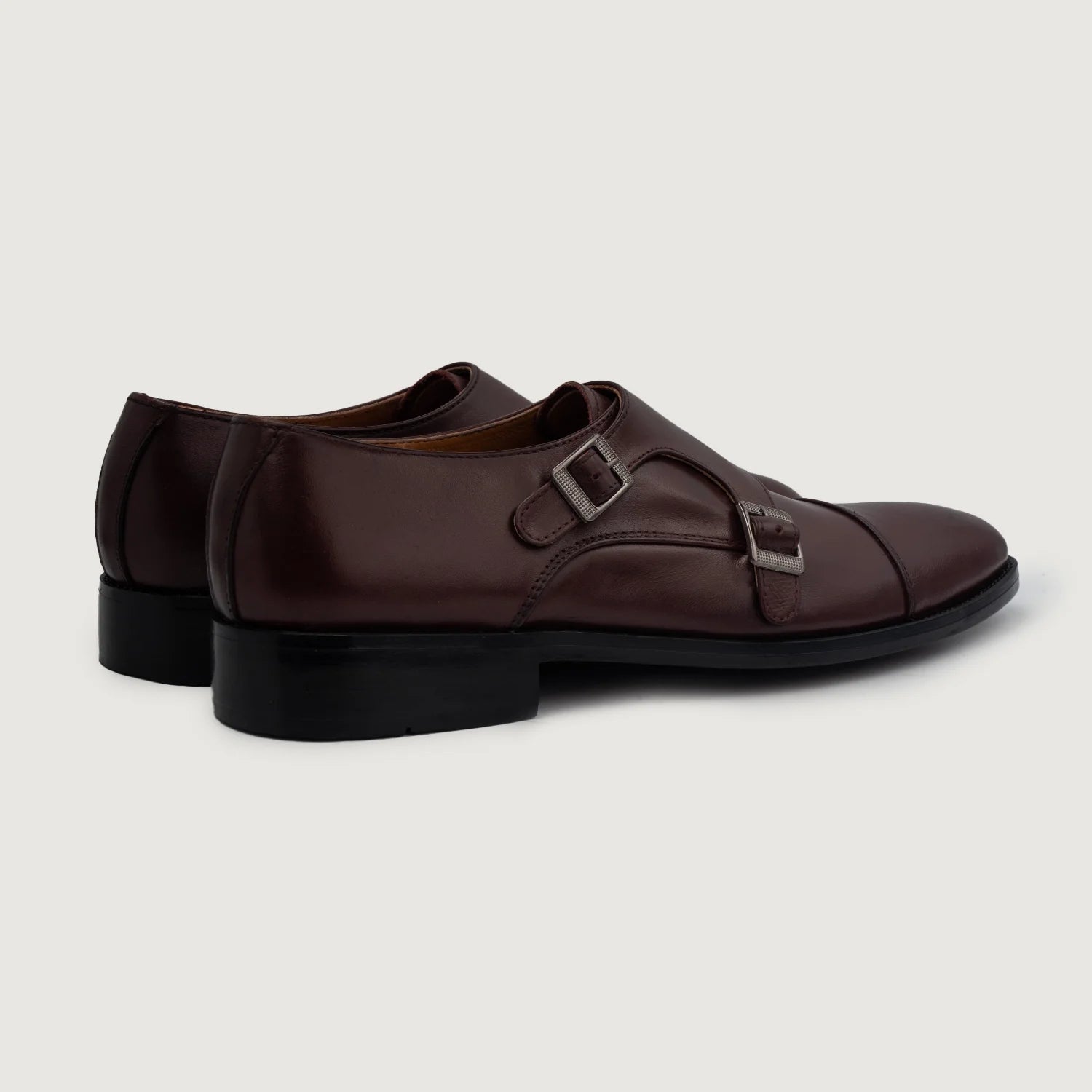 Boston Double Monk Strap Maroon Leather Shoes by Dash Racegear - men Leather Shoes view 3