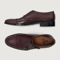 Boston Double Monk Strap Maroon Leather Shoes by Dash Racegear - men Leather Shoes view 4