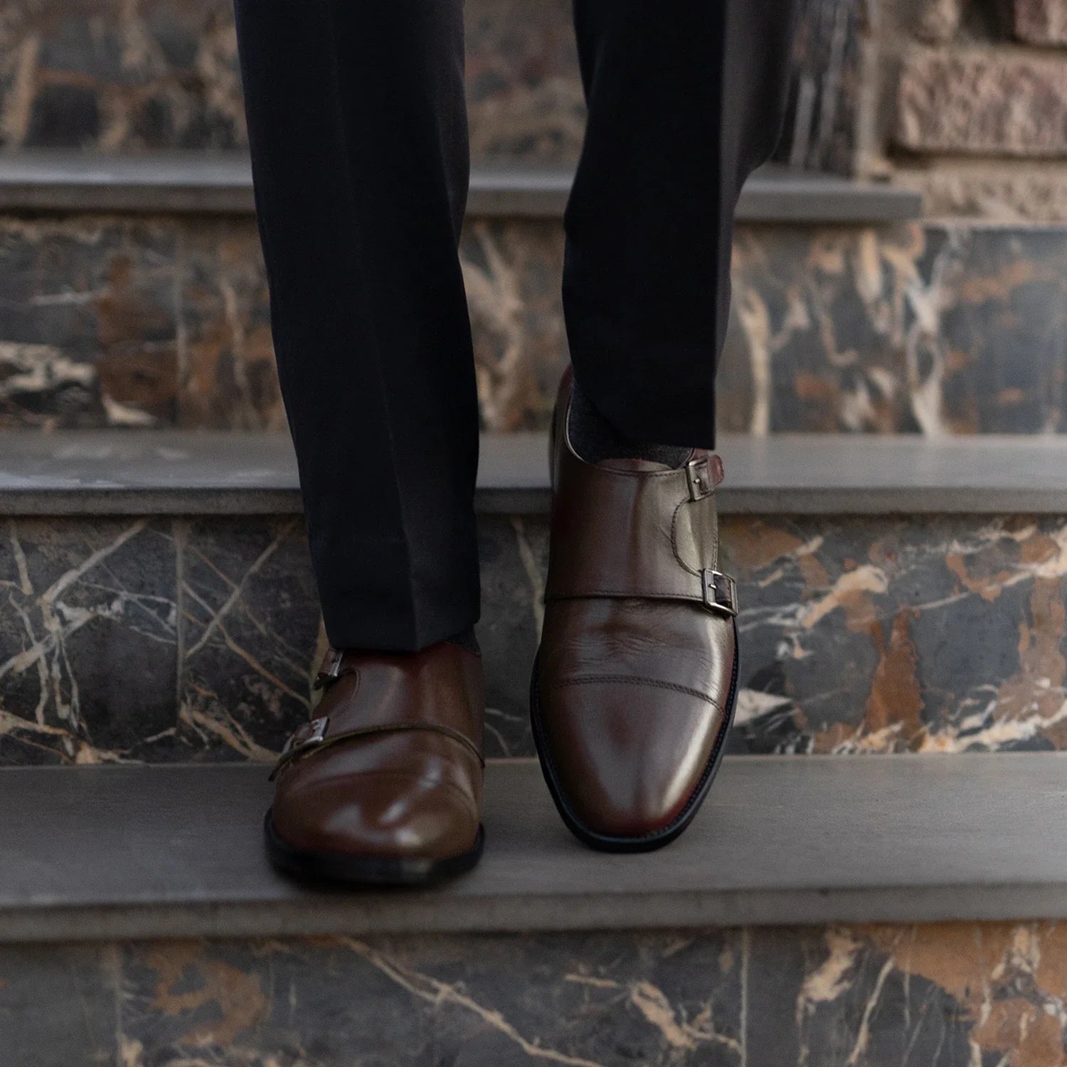 Boston Double Monk Strap Maroon Leather Shoes by Dash Racegear - men Leather Shoes view 7