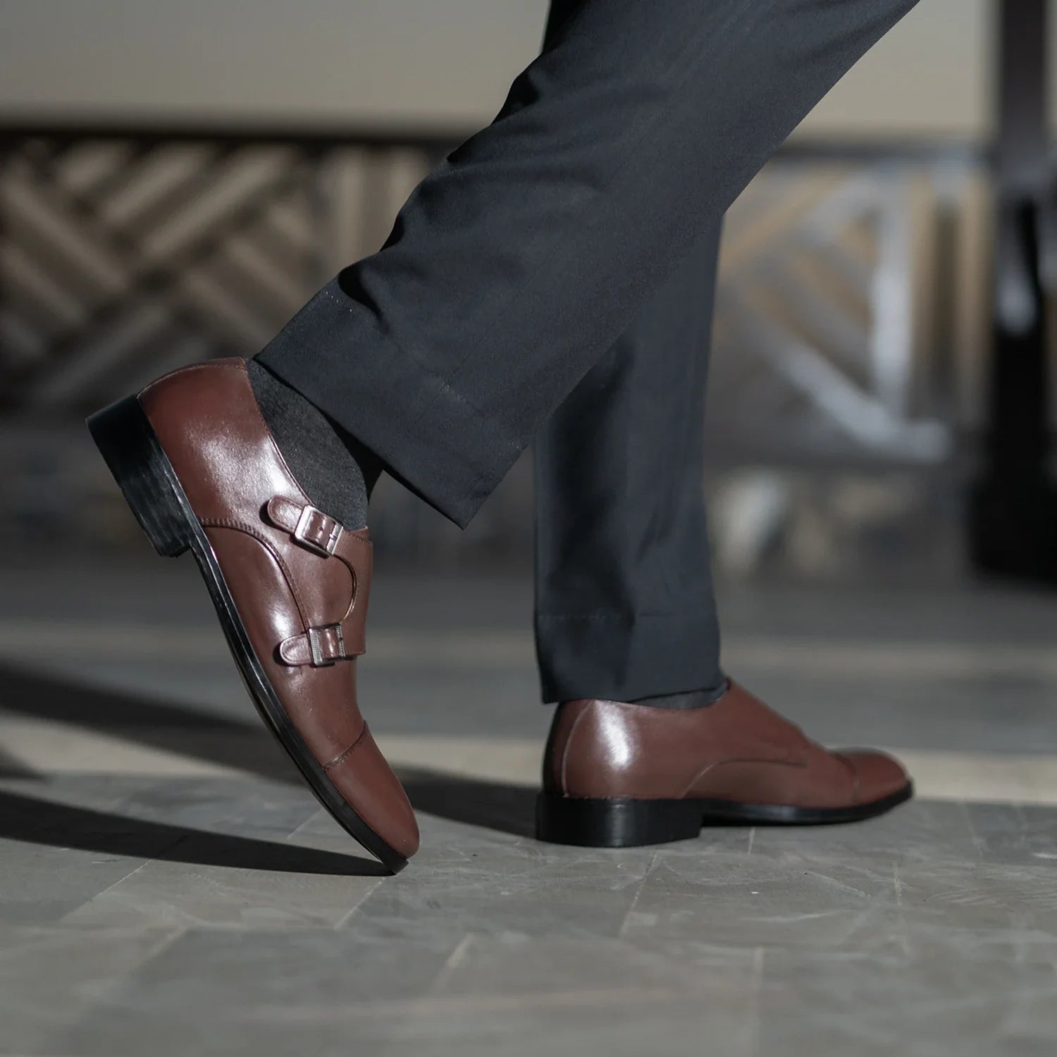 Boston Double Monk Strap Maroon Leather Shoes by Dash Racegear - men Leather Shoes view 8