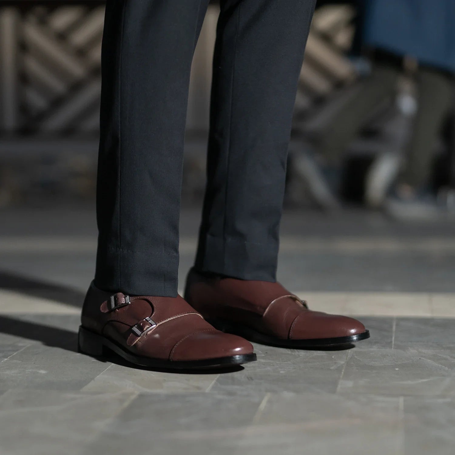 Boston Double Monk Strap Maroon Leather Shoes by Dash Racegear - men Leather Shoes view 9
