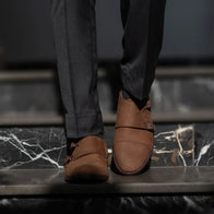 Boston Double Monk Strap Oil Pull-up Brown Leather Shoes by Dash Racegear - men Leather Shoes view 10