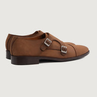 Boston Double Monk Strap Oil Pull-up Brown Leather Shoes by Dash Racegear - men Leather Shoes view 2