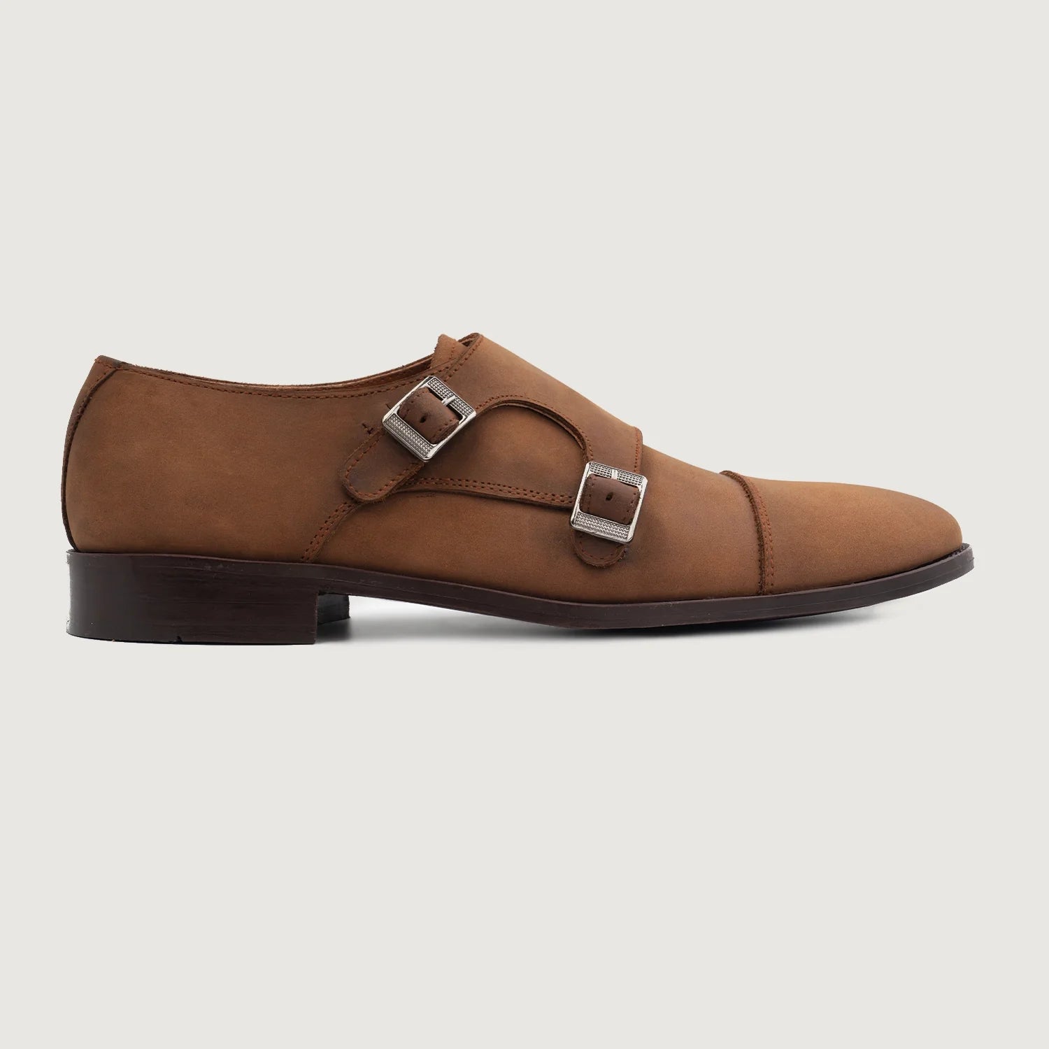 Boston Double Monk Strap Oil Pull-up Brown Leather Shoes by Dash Racegear - men Leather Shoes view 3