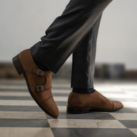 Boston Double Monk Strap Oil Pull-up Brown Leather Shoes by Dash Racegear - men Leather Shoes view 8