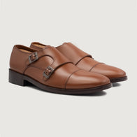 Boston Double Monk Strap Tan Leather Shoes by Dash Racegear - men Leather Shoes view 1