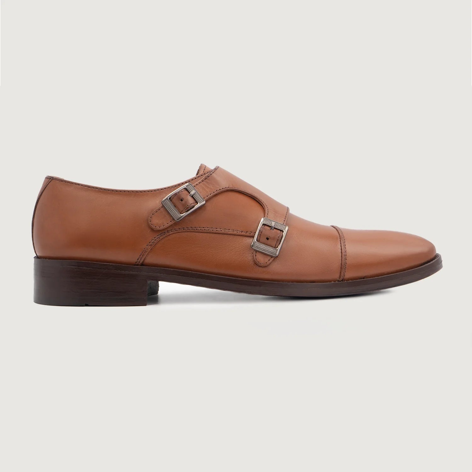 Boston Double Monk Strap Tan Leather Shoes by Dash Racegear - men Leather Shoes view 2