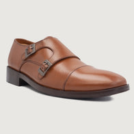 Boston Double Monk Strap Tan Leather Shoes by Dash Racegear - men Leather Shoes view 5