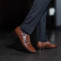 Boston Double Monk Strap Tan Leather Shoes by Dash Racegear - men Leather Shoes view 8