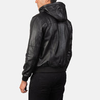 Bouncer Biz Black Leather Bomber Jacket by Dash Racegear - men Jacket view 5
