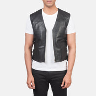 Brandon Black Leather Vest by Dash Racegear - men Jacket view 1