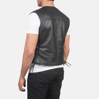 Brandon Black Leather Vest by Dash Racegear - men Jacket view 5