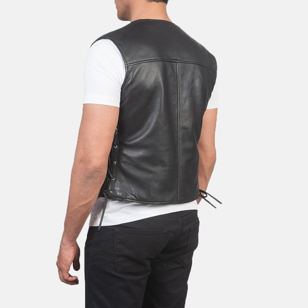 Brandon Black Leather Vest by Dash Racegear - men Jacket view 5