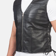 Brandon Black Leather Vest by Dash Racegear - men Jacket view 6