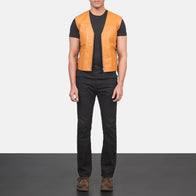 Brandon Tan Brown Leather Vest by Dash Racegear - men Jacket view 3