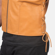 Brandon Tan Brown Leather Vest by Dash Racegear - men Jacket view 6
