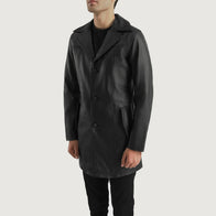 Brawnton Black Leather Coat by Dash Racegear - men Jacket view 2