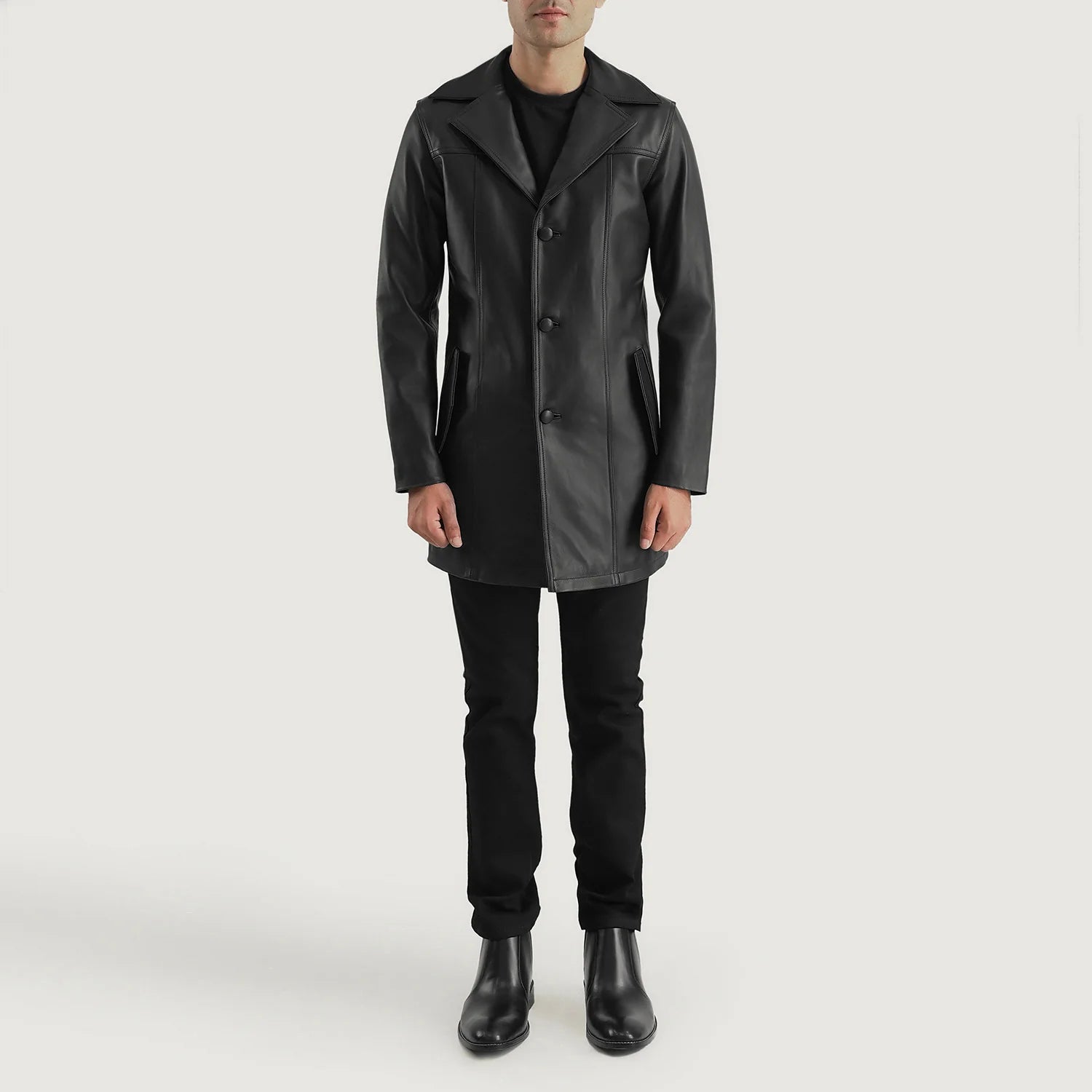 Brawnton Black Leather Coat by Dash Racegear - men Jacket view 3