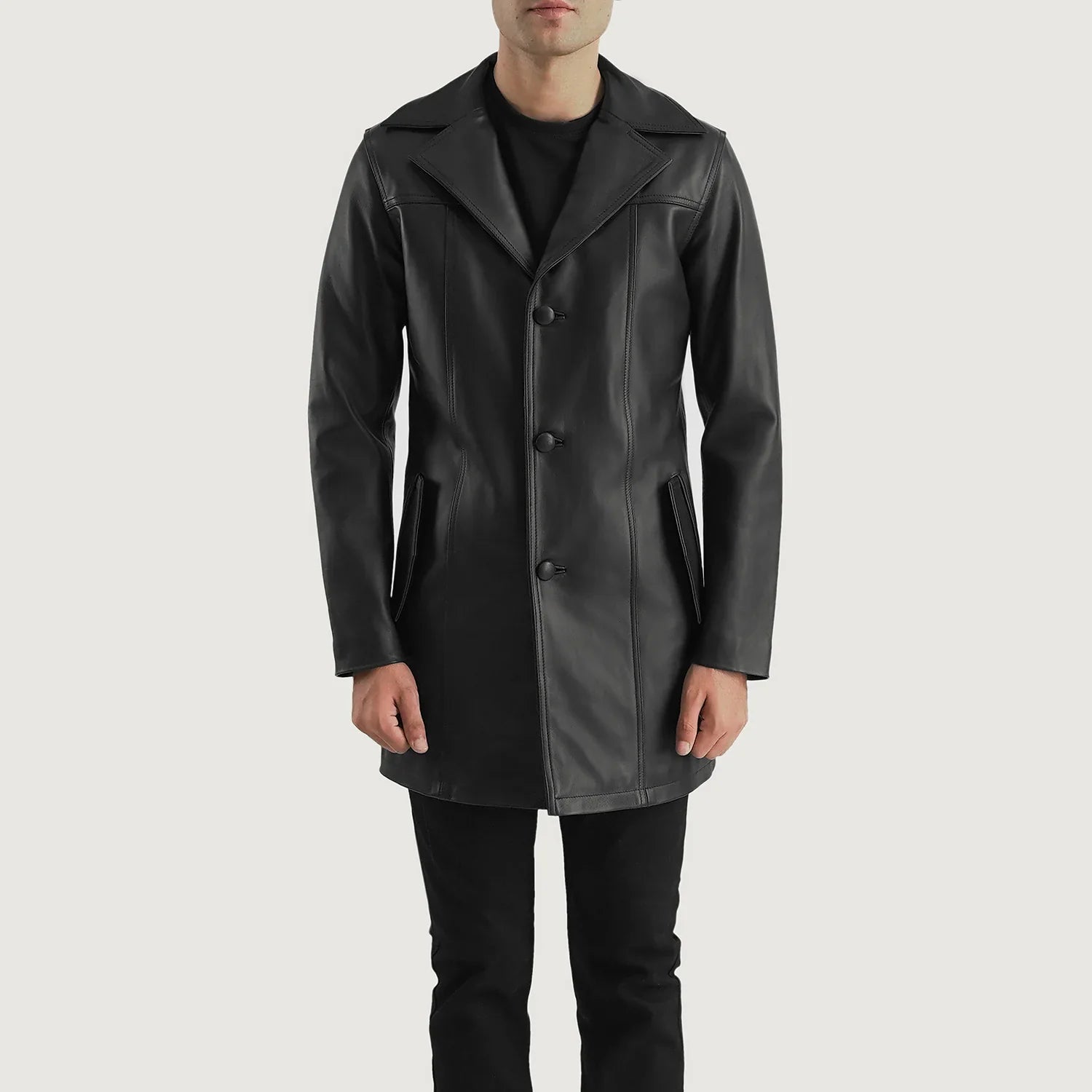 Brawnton Black Leather Coat by Dash Racegear - men Jacket view 4