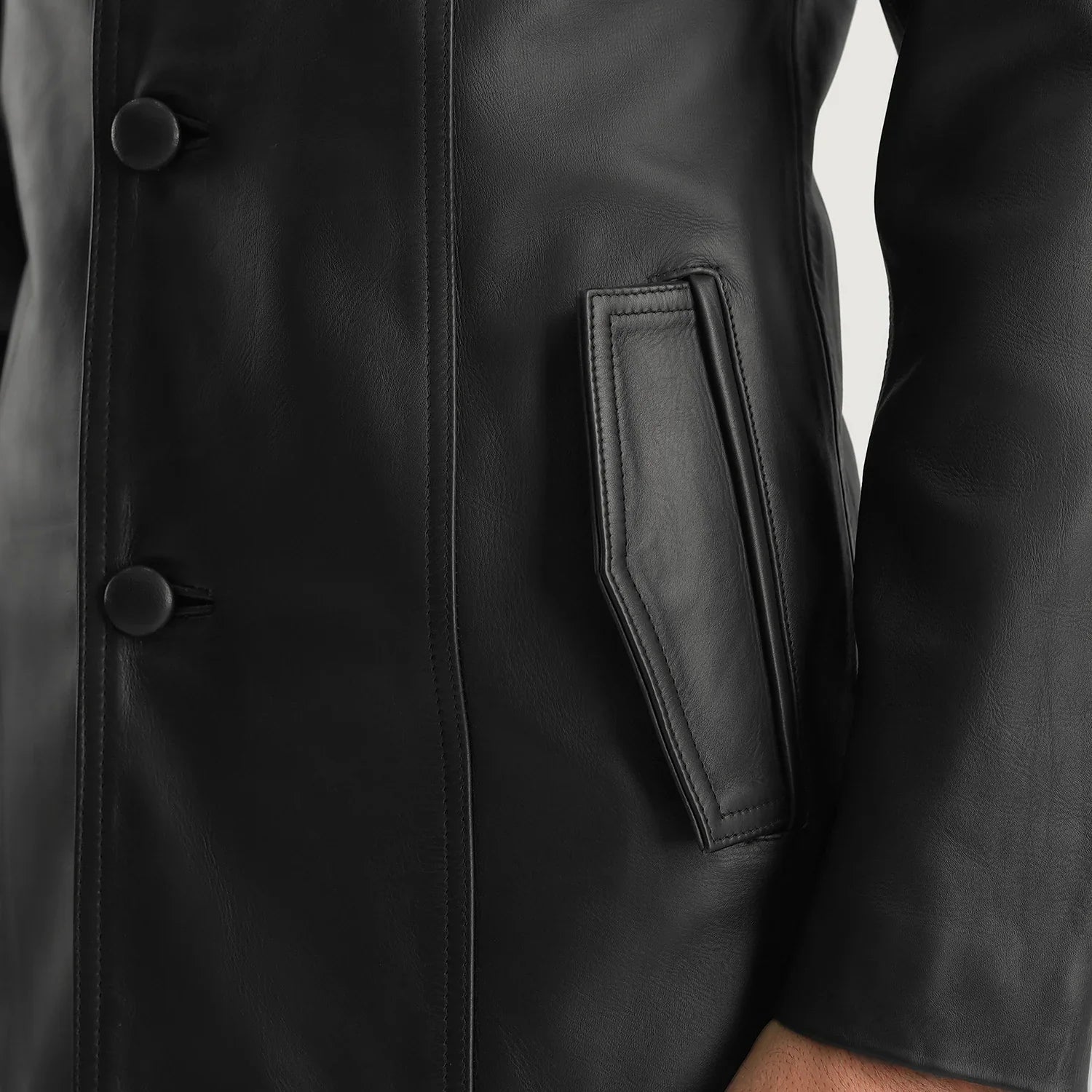 Brawnton Black Leather Coat by Dash Racegear - men Jacket view 6