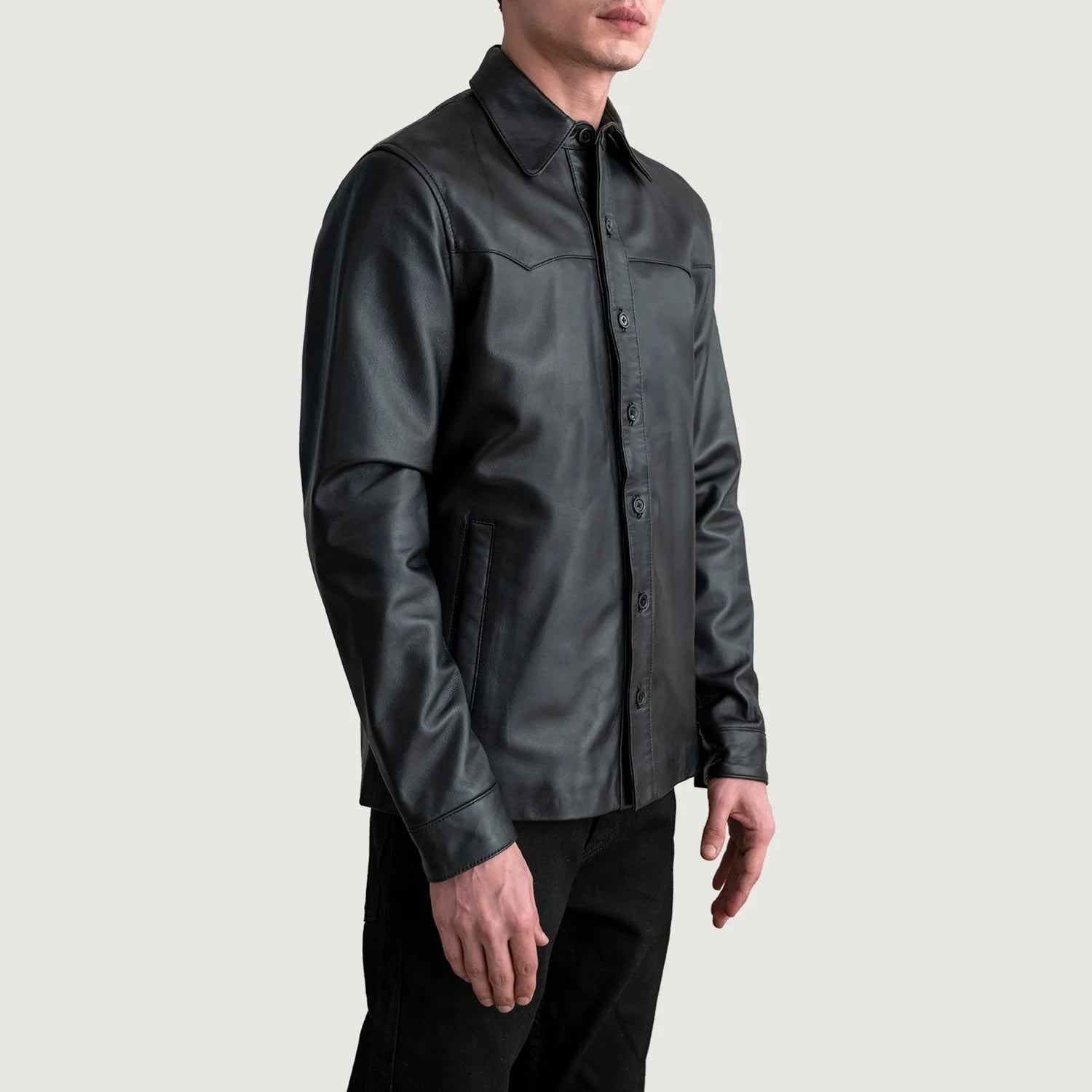 Bronco Black Leather Shirt by Dash Racegear - men Jacket view 2