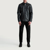 Bronco Black Leather Shirt by Dash Racegear - men Jacket view 4