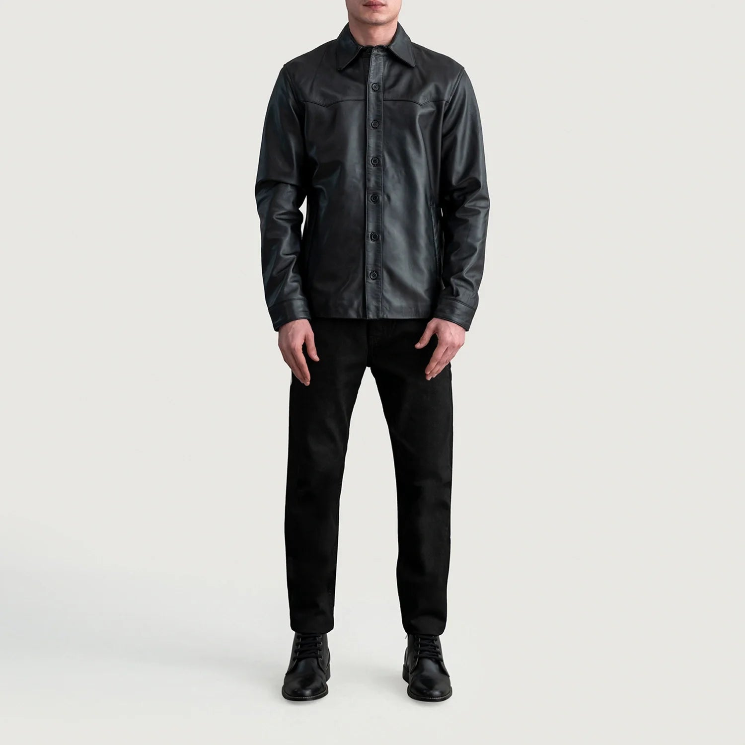 Bronco Black Leather Shirt by Dash Racegear - men Jacket view 4