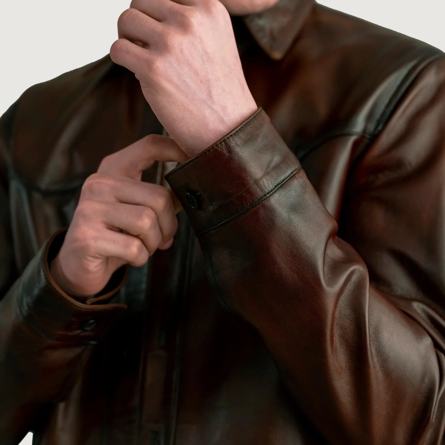 Bronco Distressed Brown Leather Shirt by Dash Racegear - men Jacket view 5