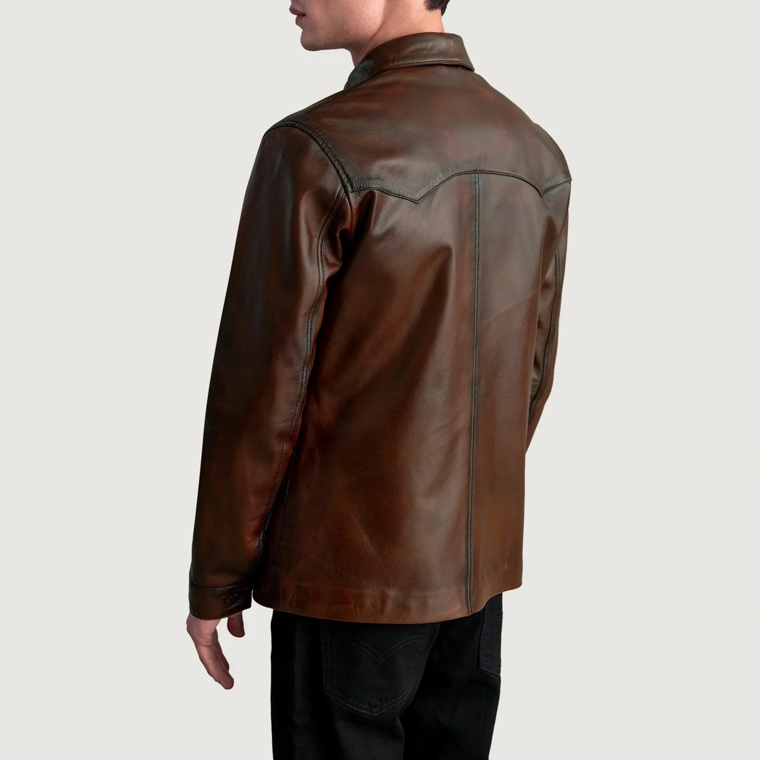 Bronco Distressed Brown Leather Shirt by Dash Racegear - men Jacket view 6