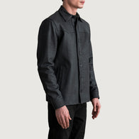 Bronco Tumbled Black Leather Shirt by Dash Racegear - men Jacket view 2