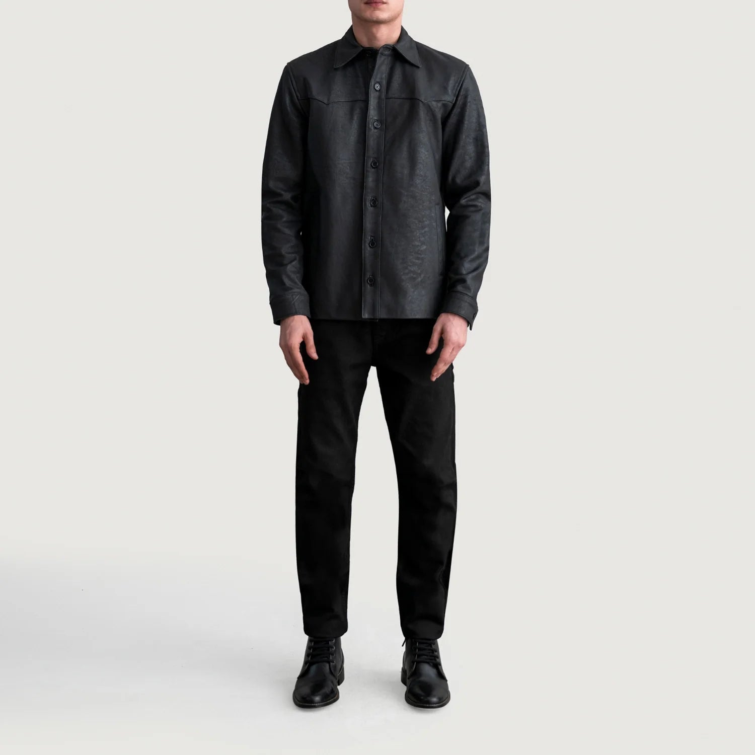 Bronco Tumbled Black Leather Shirt by Dash Racegear - men Jacket view 4