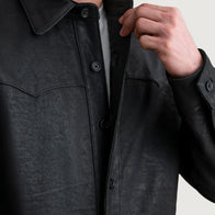 Bronco Tumbled Black Leather Shirt by Dash Racegear - men Jacket view 5