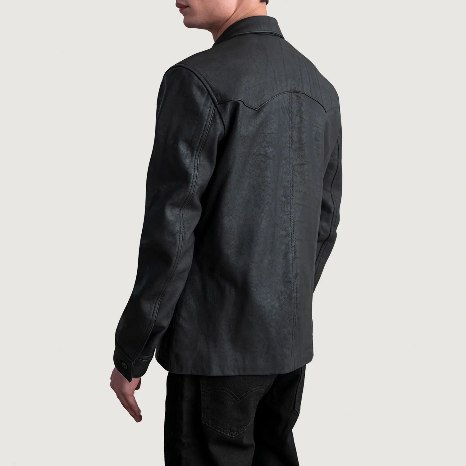Bronco Tumbled Black Leather Shirt by Dash Racegear - men Jacket view 6