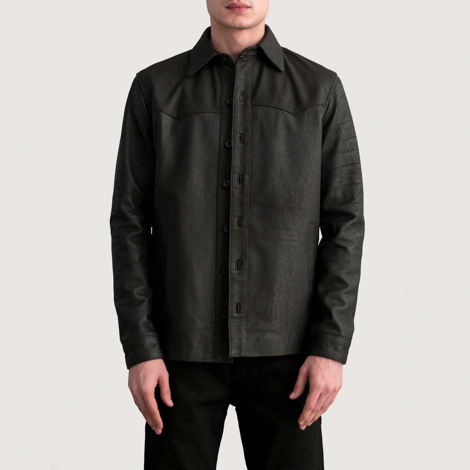 Bronco Tumbled Brown Leather Shirt by Dash Racegear - men Jacket view 1