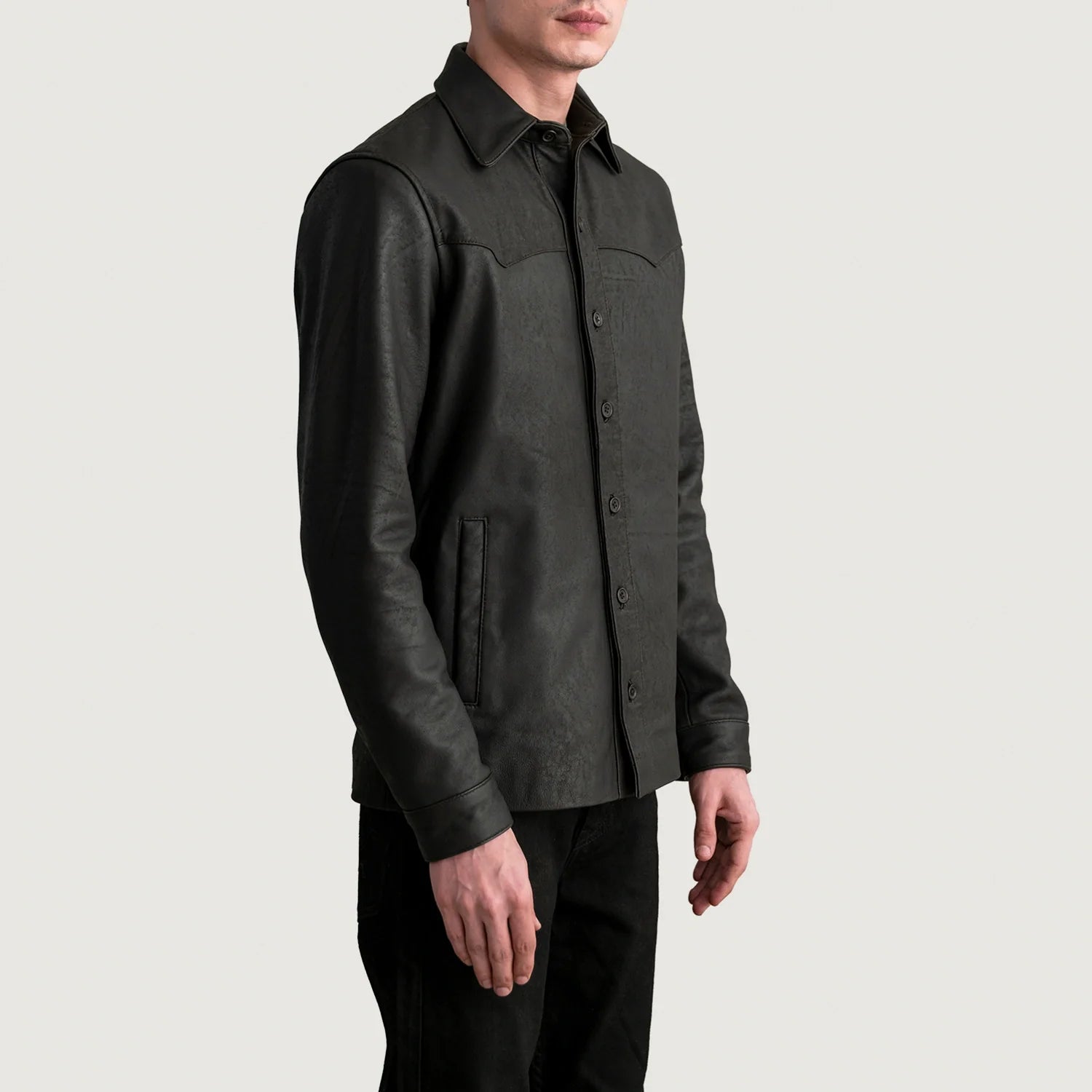 Bronco Tumbled Brown Leather Shirt by Dash Racegear - men Jacket view 2