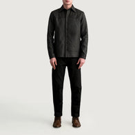 Bronco Tumbled Brown Leather Shirt by Dash Racegear - men Jacket view 4
