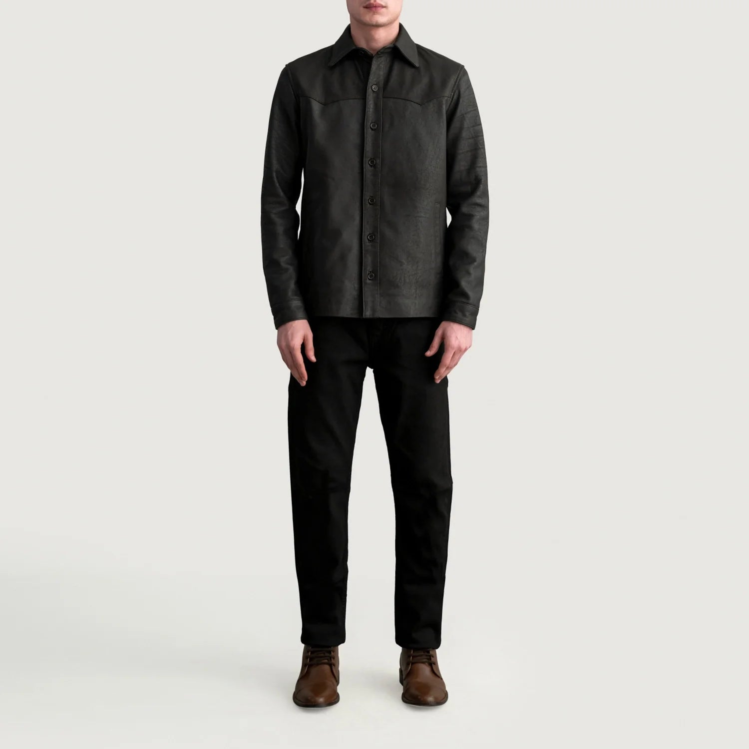 Bronco Tumbled Brown Leather Shirt by Dash Racegear - men Jacket view 4