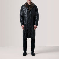 Cai Black Leather Shearling Coat by Dash Racegear - men Jacket view 2