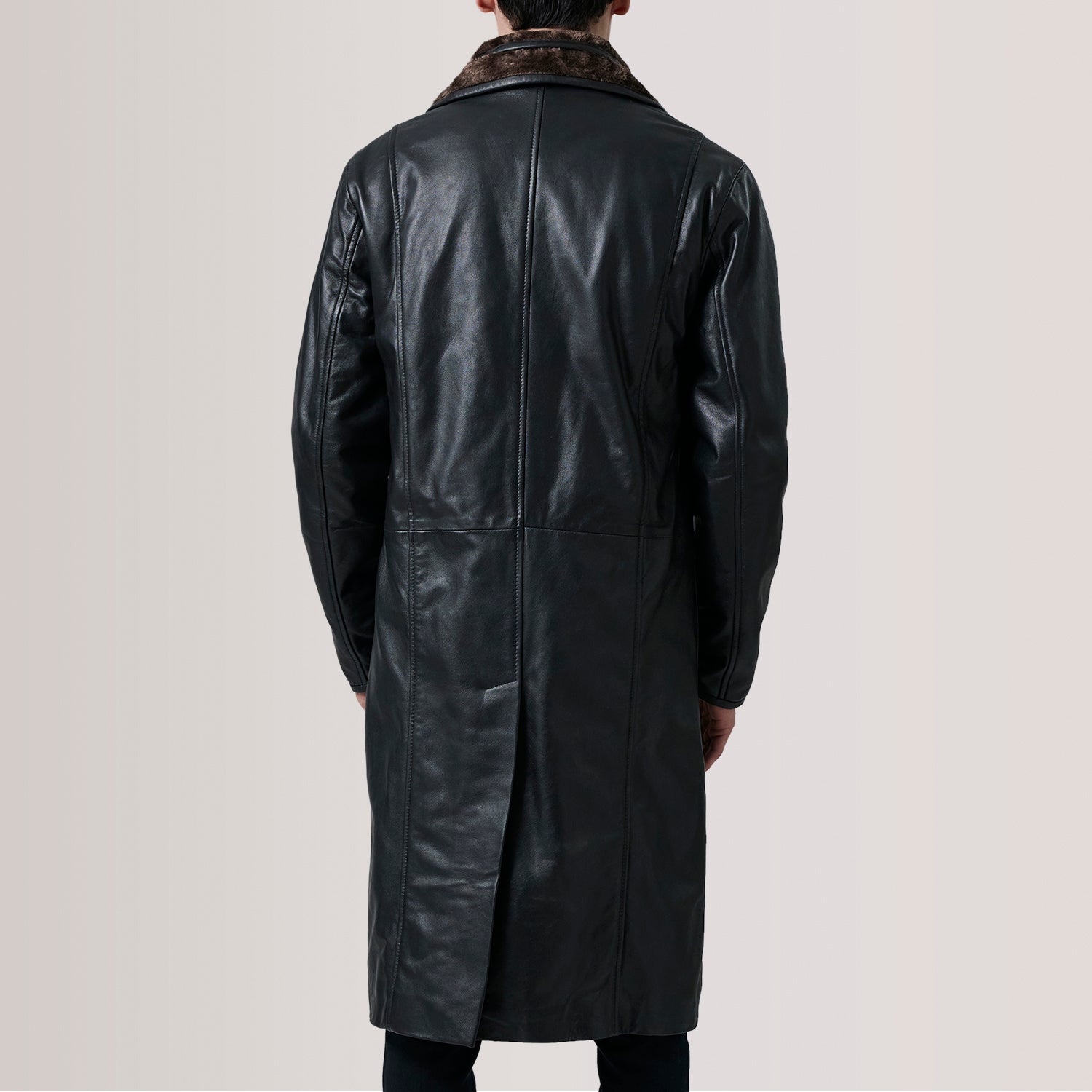 Cai Black Leather Shearling Coat by Dash Racegear - men Jacket view 4